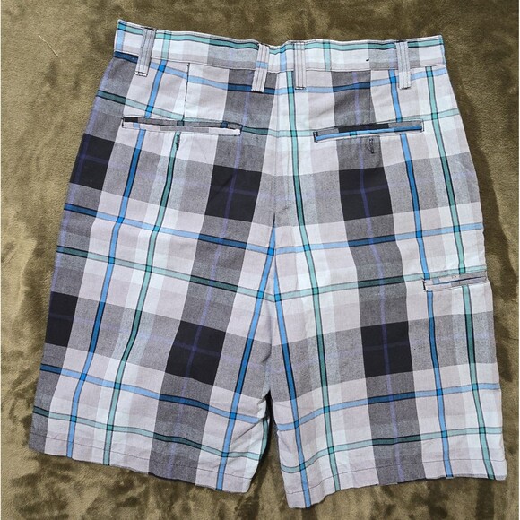 Men's Burnside Shorts Black Blue Plaid Size 32 Excellent - Picture 2 of 4